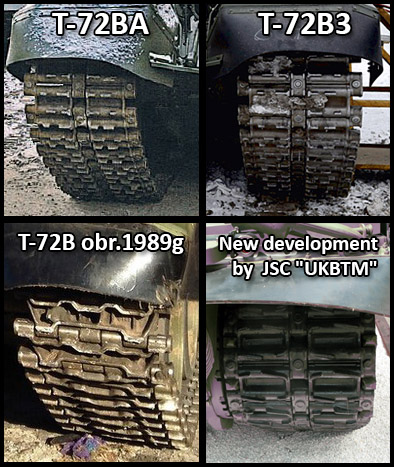 Comparison of T-72B variant tracks
